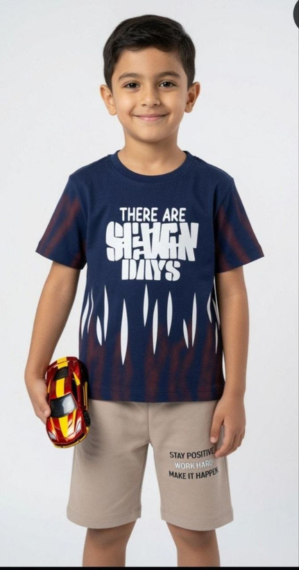 ست تیشرت و شلوارک اسپرت پسرانه جنس نخ پنبه درجه یک اقتصادی