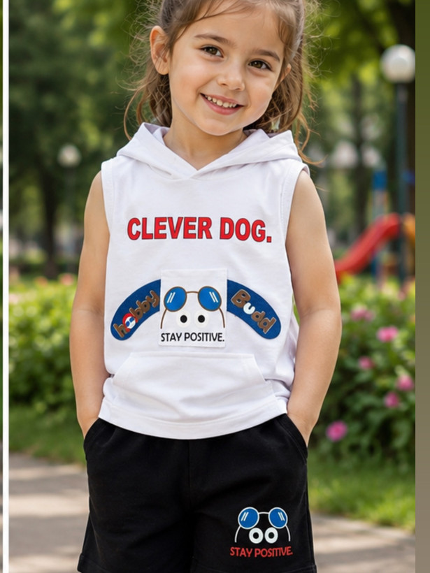 ست وست و شلوارک دخترانه پسرانه طرح هاپو جنس نخ پنبه درجه یک
