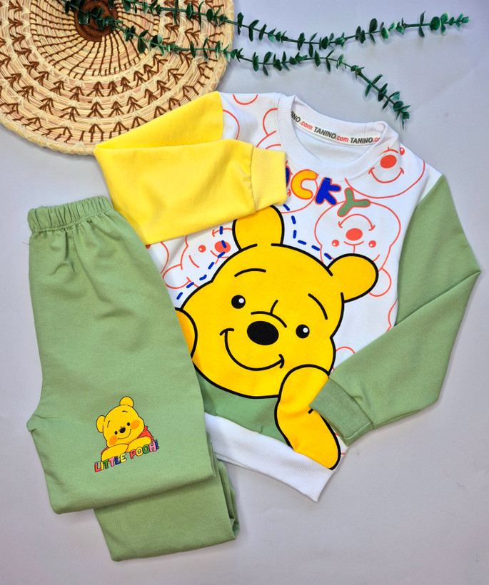 ست بلوز و شلوار پسرانه طرح pooh جنس دورس پنبه سوپر اقتصادی