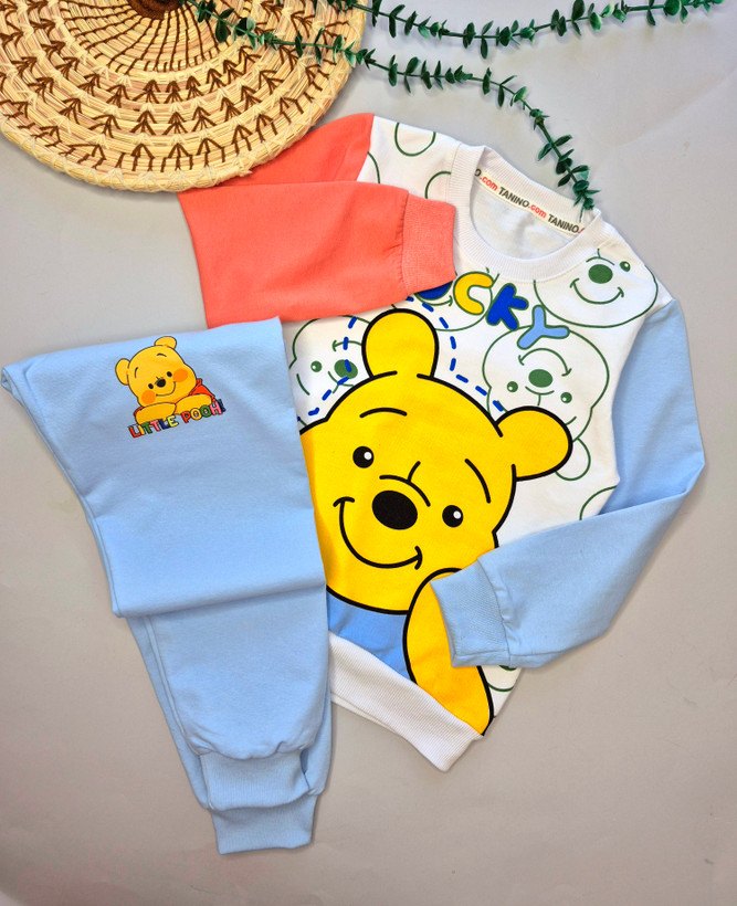 ست بلوز و شلوار پسرانه طرح pooh جنس دورس پنبه سوپر اقتصادی