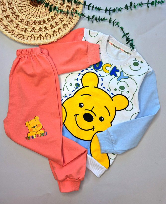 ست بلوز و شلوار پسرانه طرح pooh جنس دورس پنبه سوپر اقتصادی