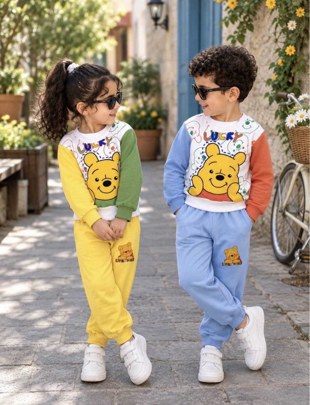 ست بلوز و شلوار پسرانه طرح pooh جنس دورس پنبه سوپر اقتصادی